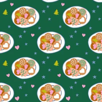 Christmas pattern with cookie Stock Illustration