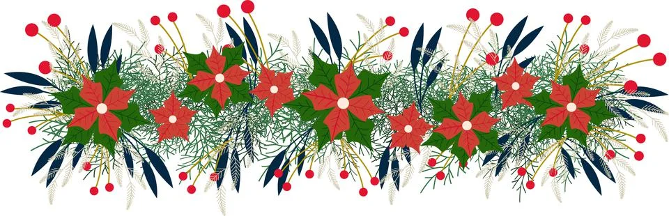 Christmas pattern. Cozy winter composition of flowers. Stock Illustration