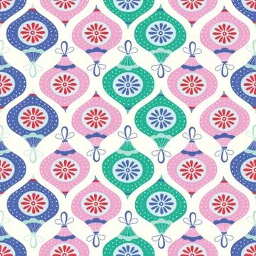 Christmas pattern design. Vector bauble festive decoration seamless repeat. 스톡 일러스트