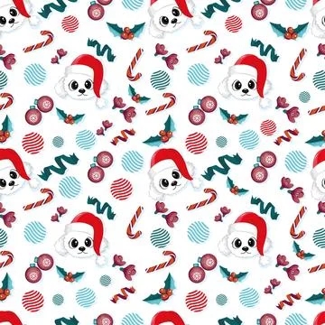 Christmas pattern with dog Stock Illustration