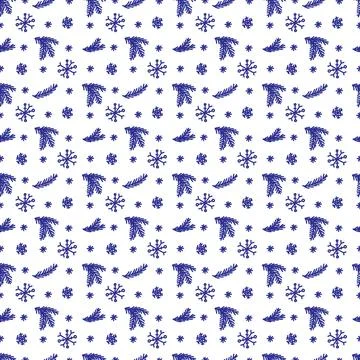 Christmas pattern in doodle style. dark line on a white background. Stock Illustration