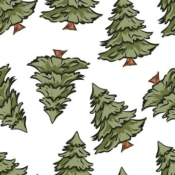 Christmas pattern evergreen trees, winter holiday background Stock Illustration