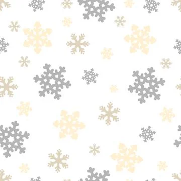 Christmas pattern featuring snowflakes in soft colors on a white background Stock Illustration