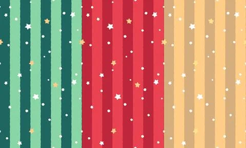 Christmas pattern with festive striped backgrounds for holiday wrapping paper Stock Illustration
