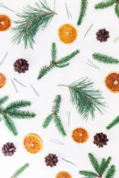 Christmas pattern with fir tree pine branches Stockfoto's