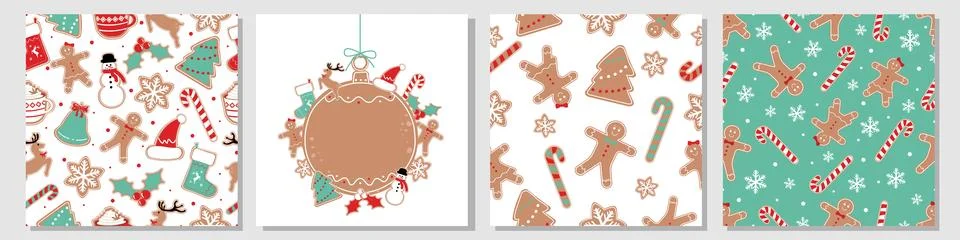 Christmas Pattern Frame Set Illustrazione stock