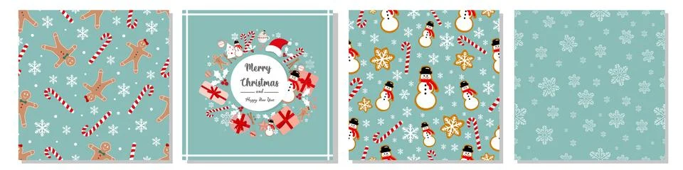 Christmas Pattern Frame Set Illustrazione stock