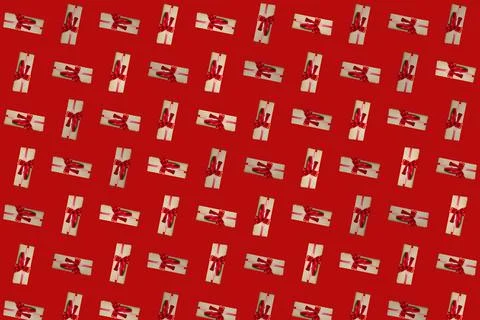 Christmas pattern gift abstraction on red background Stock Photos