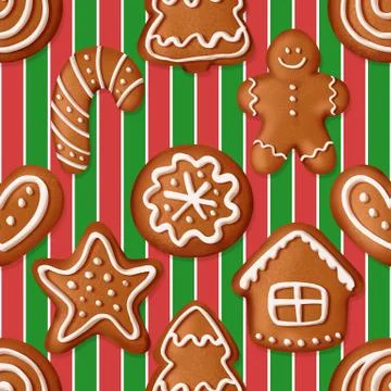 Christmas pattern with gingerbread cookies Stock-Illustration