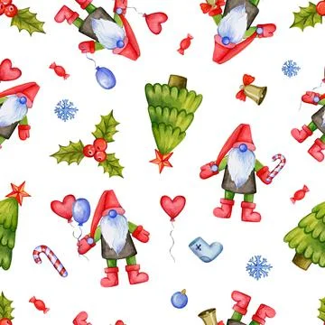 Christmas pattern with gnomes.vector illustration Stock Illustration