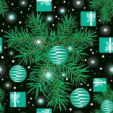 Christmas pattern with gradient green background Stock Illustration