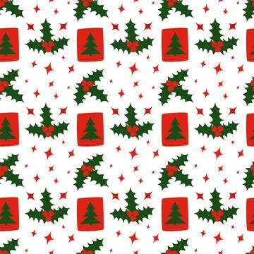 Christmas pattern holly berries Stock Illustration