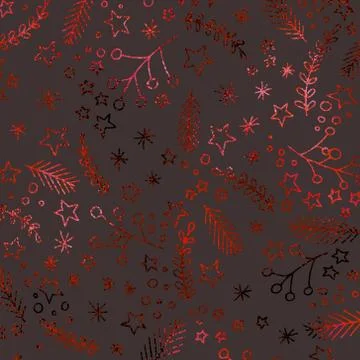 Christmas pattern with a metallic effect. Imitation of red foil. Foil texture Stock Illustration