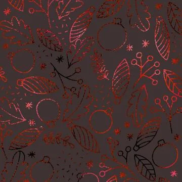 Christmas pattern with a metallic effect. Imitation of red foil. Foil texture Stockillustratie