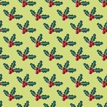 Christmas pattern with mistletoe and snowflakes Stock Illustration