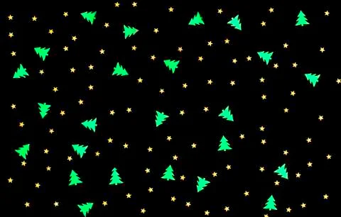 Christmas pattern with New Year Tree and Stars on the black background. Chris Stock Photos