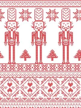 Christmas pattern with nutcracker Stock Illustration