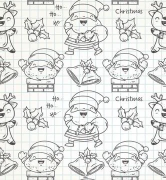 CHRISTMAS PATTERN OR DOODLE SANTA Stock Illustration