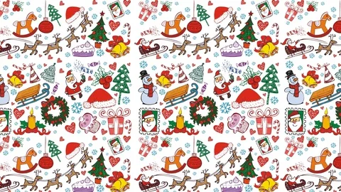Christmas pattern presents santa claus motion illustration Stock Footage 126846606