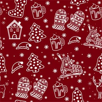 Christmas pattern red back Stock Illustration