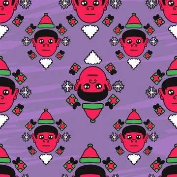Christmas pattern santa and gift vector style design Stock Illustration
