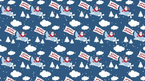 Christmas pattern with Santa Claus on a seamless loop Stock Footage 222776565