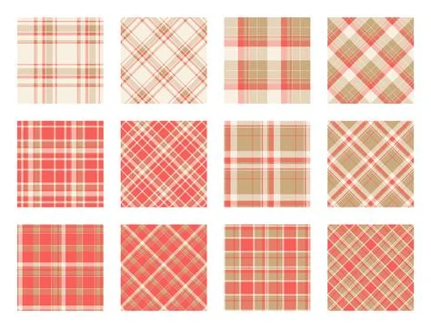 Christmas Pattern seamless of green, red and white vector plaid. Set Holiday  Stock Illustration
