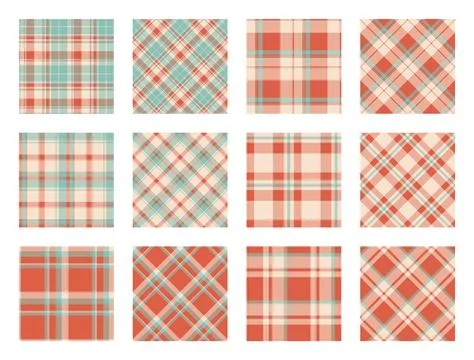 Christmas Pattern seamless of green, red and white vector plaid. Set Holiday  Stock Illustration
