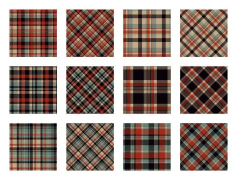 Christmas Pattern seamless of green, red and white vector plaid. Set Holiday  Stock Illustration