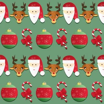 Christmas pattern. seamless texture with santa and reindeer Stock Illustration