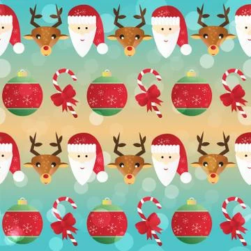 Christmas pattern. Seamless texture with Santa and reindeer Stock Illustration