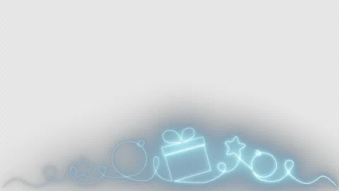A Christmas pattern with a single glowing blue line on a transparent background Stock Footage 249584038