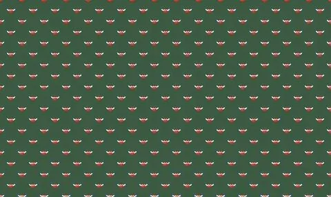 Christmas pattern with small reindeer and snowflakes on green background Stock Illustration