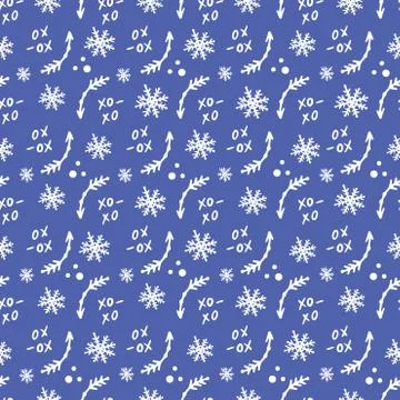 CHRISTMAS PATTERN WITH SNOWFLAKE AND ARROW WHITE ON BLUE Illustrazione stock