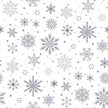 Christmas pattern. Snowflake background. Seamless vector illustration. Flat Stock Illustration