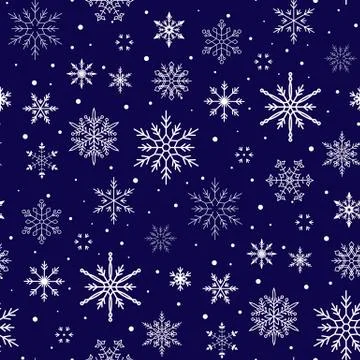 Christmas pattern. Snowflake background. Seamless vector illustration. Flat Illustrazione stock
