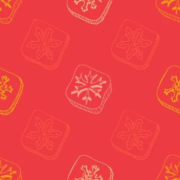 Christmas pattern with snowflake sketch Stock Illustration