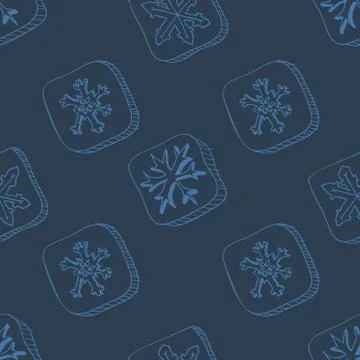 Christmas pattern with snowflake sketch Stock Illustration