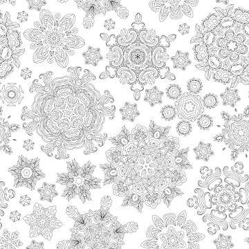 Christmas pattern from snowflakes for a card vector. Pattern for coloring book 스톡 일러스트