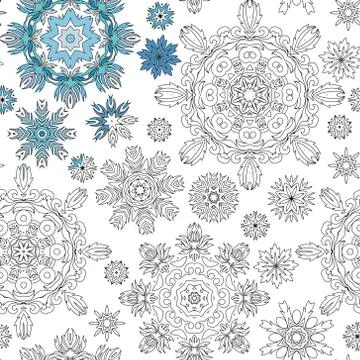 Christmas pattern from snowflakes for a card vector. Pattern for coloring book 스톡 일러스트