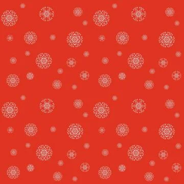 Christmas pattern with snowflakes on a red background Stock Illustration