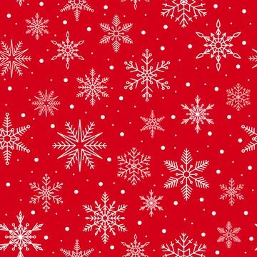 Christmas pattern with snowflakes on a red background Stock Illustration