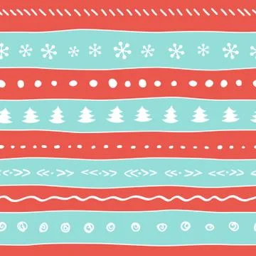Christmas pattern with snowflakes, tree, dots. Stock Illustration