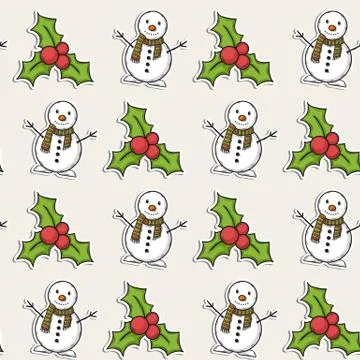 Christmas pattern with snowman Stock Illustration