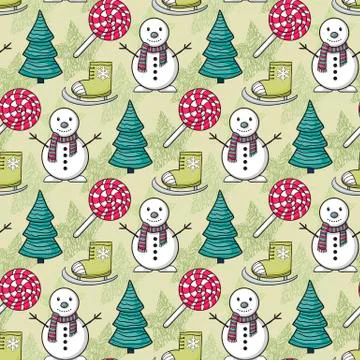 Christmas pattern with snowman Stock Illustration