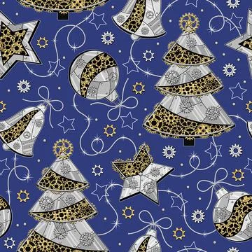 Christmas pattern in steampunk style. Stock Illustration