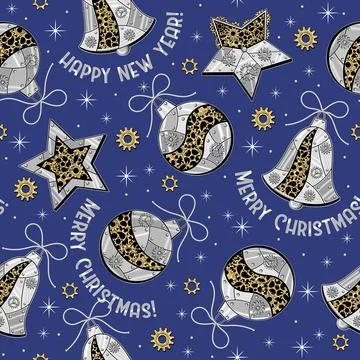 Christmas pattern in steampunk style. Stock Illustration