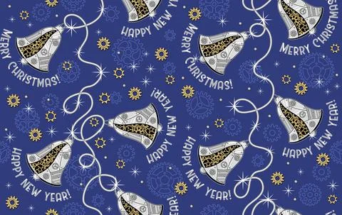 Christmas pattern in steampunk style. Illustrazione stock