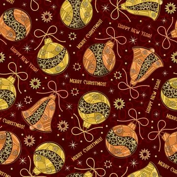 Christmas pattern in steampunk style. Stock Illustration
