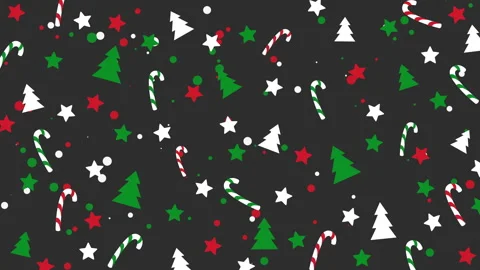 Christmas pattern with sweets, snowflakes, tree on a grey background. Loop Video stock 295809823